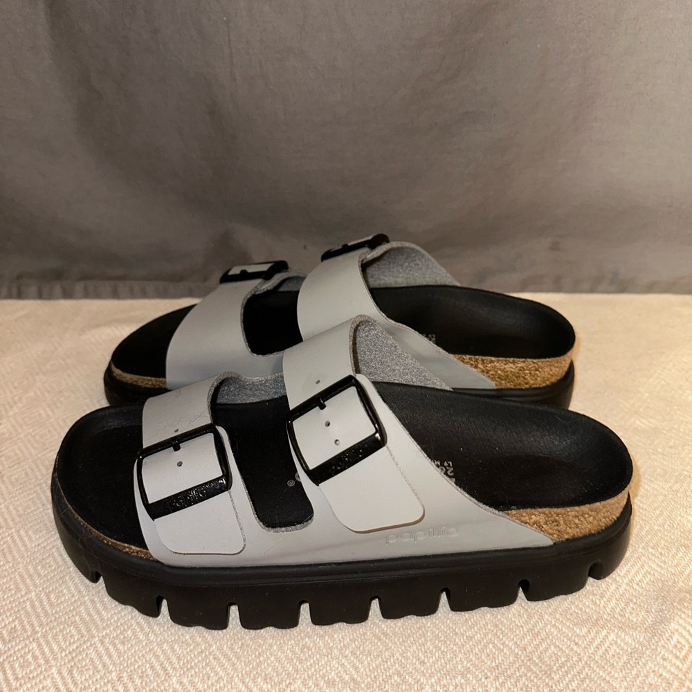 Papillio by Birkenstock Light Gray and Black Sandals